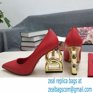 Dolce  &  Gabbana Heel 10.5cm Leather Pumps Red with DG Pop Heel 2021